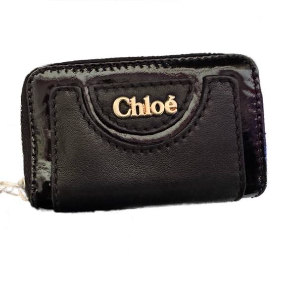 Authentic Chloe Vintage 6 Hooks Key Case Purse Leather Enamel Black Box